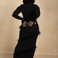 Aina Feather Maxi Dress - Black
