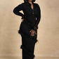 Aina Feather Maxi Dress - Black