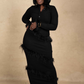 Aina Feather Maxi Dress - Black