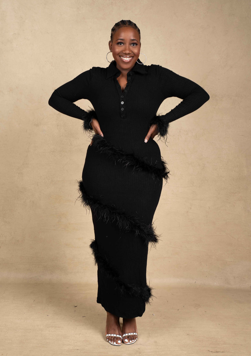 Feather maxi dress on sale