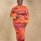 Amari Mesh Maxi Dress with Feathers - Orange