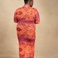 Amari Mesh Maxi Dress with Feathers - Orange