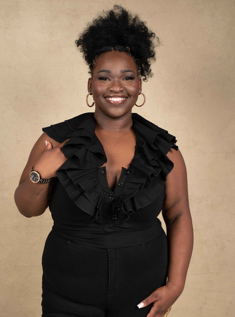 Stella Ruffle Top - Black