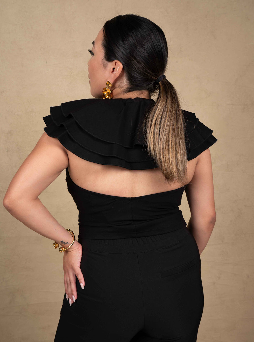 Stella Ruffle Top - Black